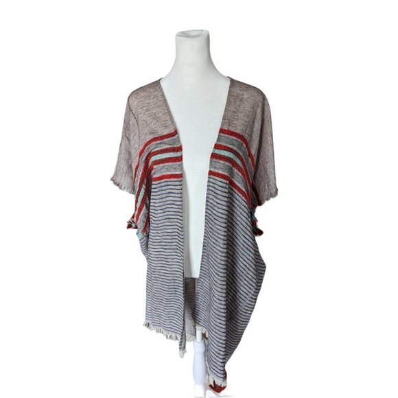 Anthropologie Subtle Luxury Framed in Fringe Kimono Embroidered - Picture 1 of 10
